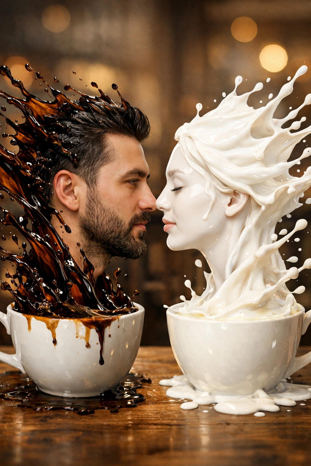 Coffee & Milk Love Splash Portrait