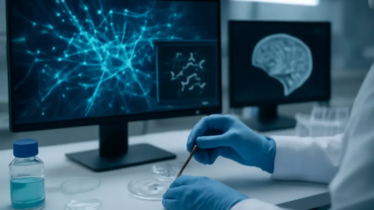 AI-assisted neuroscience research concept in a laboratory setting