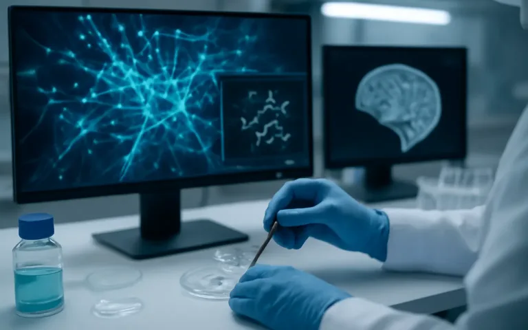 AI-assisted neuroscience research concept in a laboratory setting