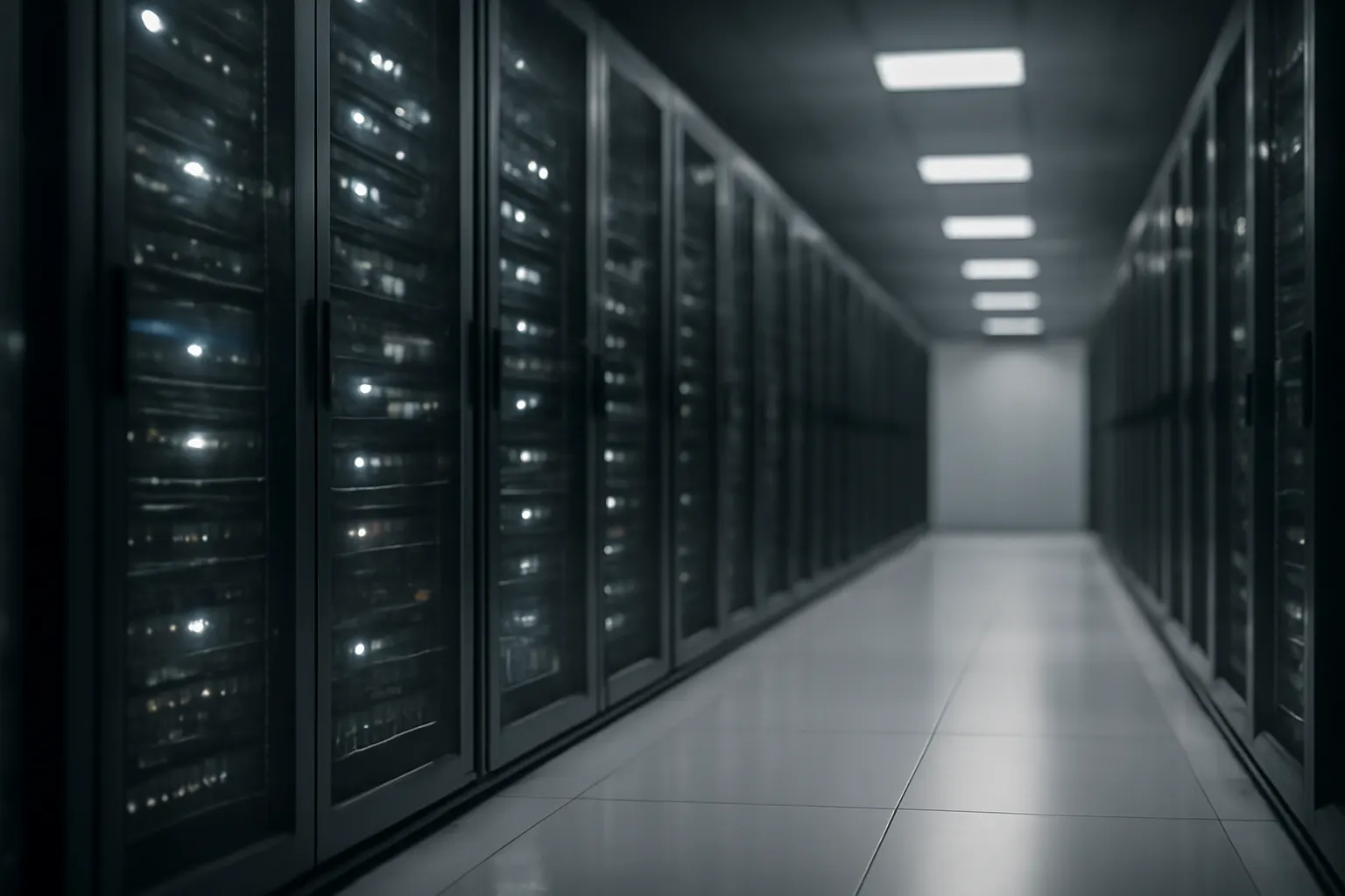 Server racks in a modern data centre representing the costs and infrastructure behind generative AI