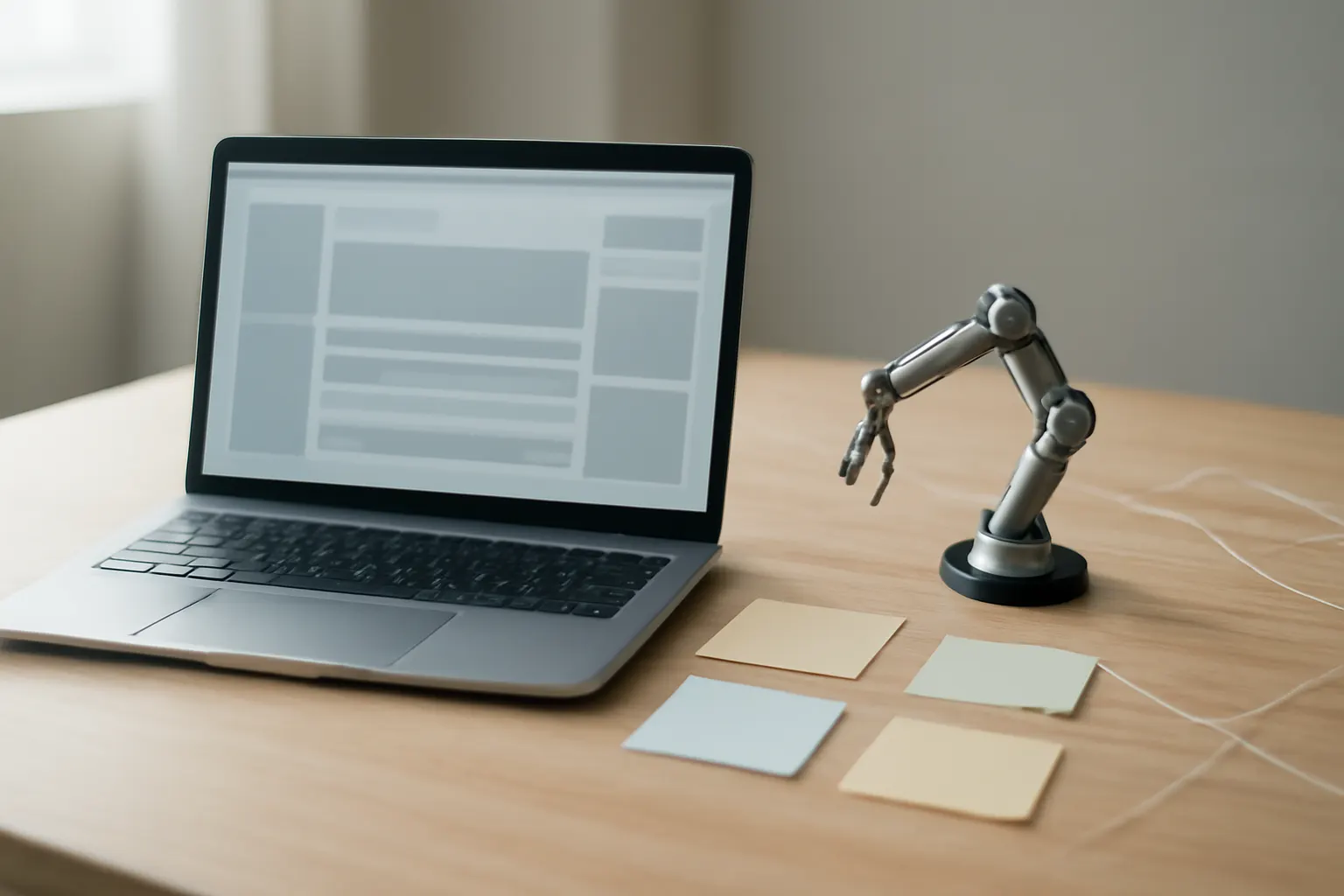 Conceptual desk scene representing building a Claude AI agent with tools and workflows.