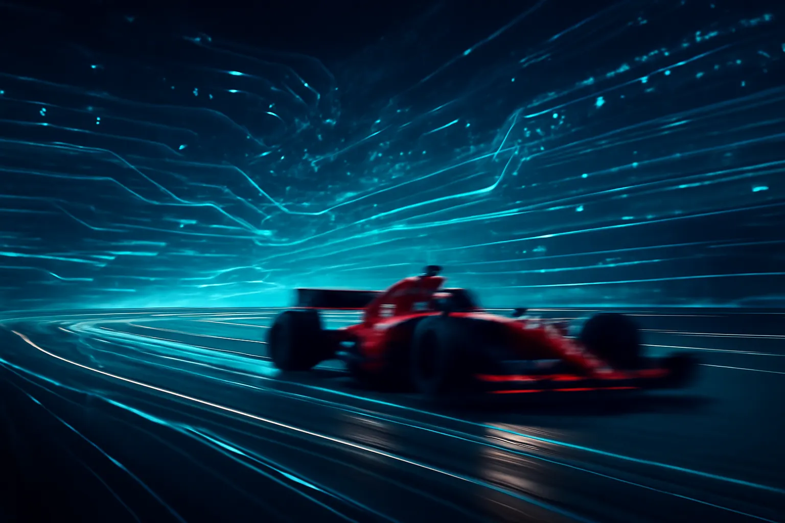 Abstract editorial image representing Ferrari using AI to personalise the Formula 1 fan experience