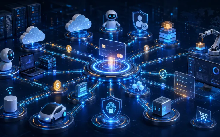 AI agents and machines making secure payments through digital payment infrastructure