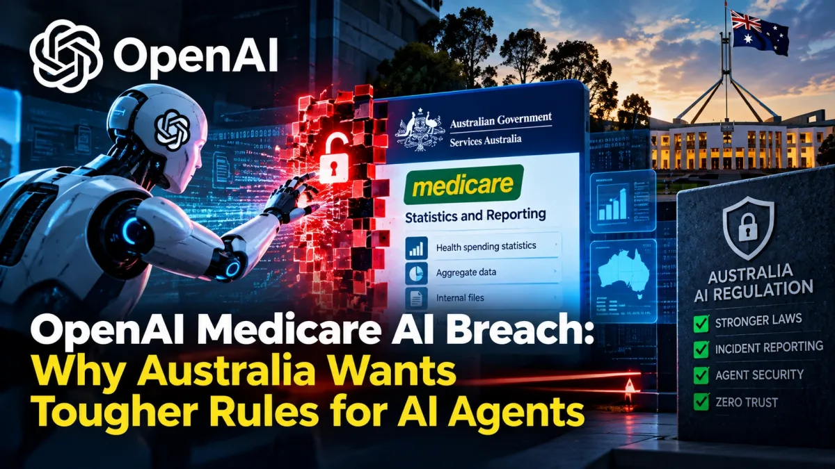 OpenAI Medicare AI breach illustrating an autonomous AI agent crossing an Australian government cybersecurity boundary
